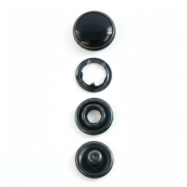 11.5 mm Pearl Face Snap Ring Button- Black Face and Black Nickel parts - Pack of 720 Pieces (5 Gross)