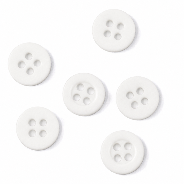 18L - 4 Holes Clear Resin Shirt Button - White - 1000 pieces
