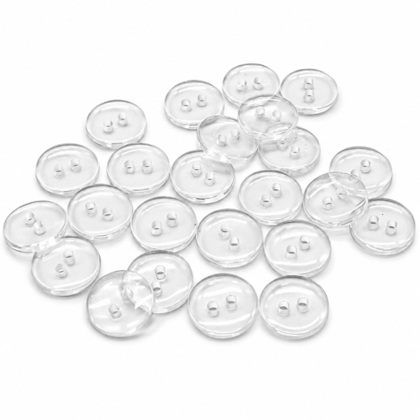 28L - 2 Holes Clear Resin Shirt Button - Transparent - 1000 pieces