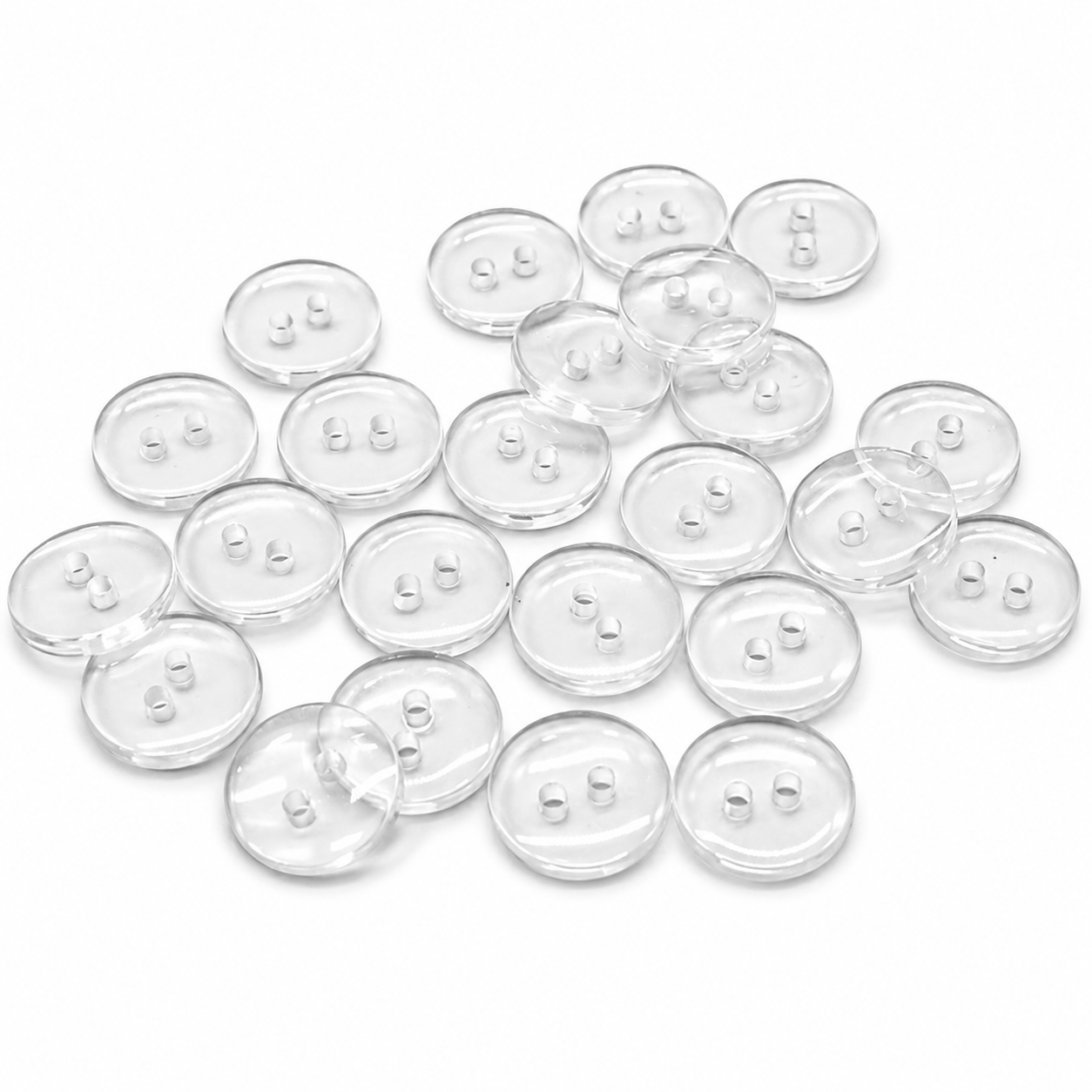 28L - 2 Holes Clear Resin Shirt Button - Transparent - 1000 pieces