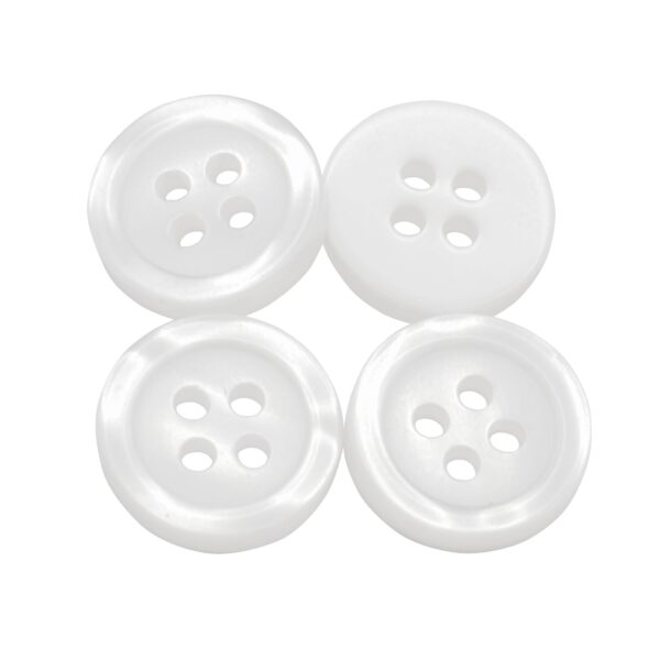 18L 4 Holes Clear Resin Shirt Button - White - 1000 pieces