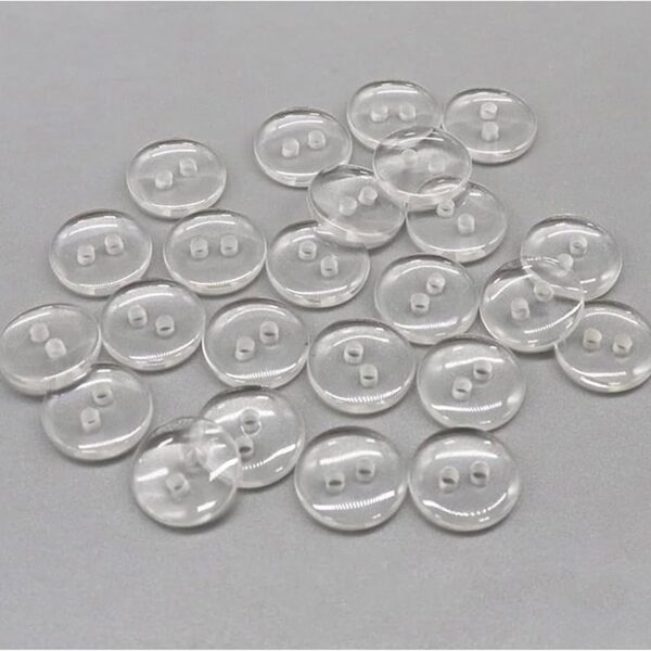 28L 2 Holes Clear Resin Shirt Button -Transparent- 1000 pieces