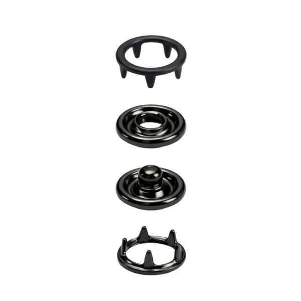11 mm Stainless Steel Prong Snap Ring Buttons- Black Matte- Pack of 720 Pieces (5 Gross)