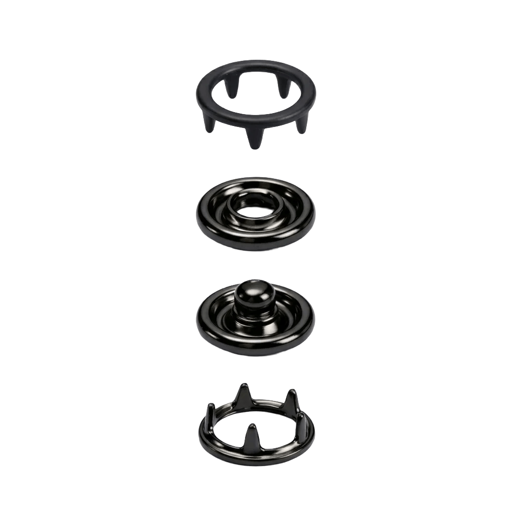 11 mm Stainless Steel Prong Snap Ring Buttons- Black Matte- Pack of 720 Pieces (5 Gross)