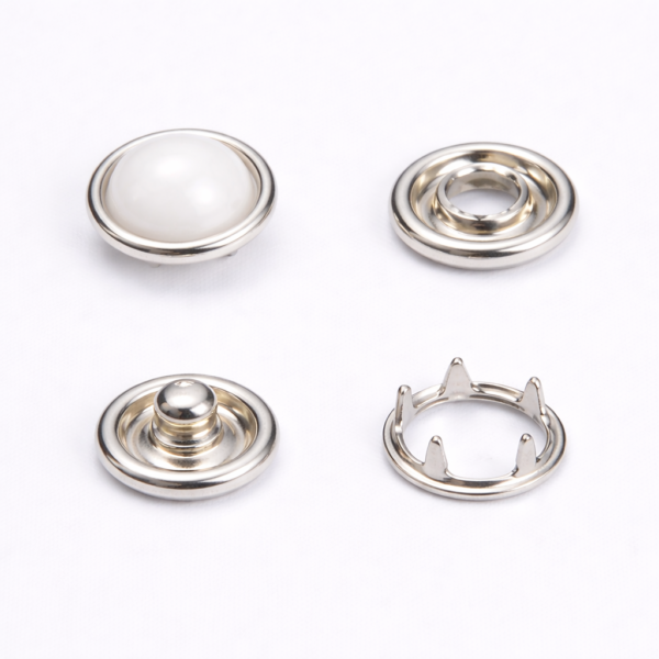 11.5mm Pearl Face Snap Ring Button- White face and Nickel parts - 5 Gross (720 pieces)